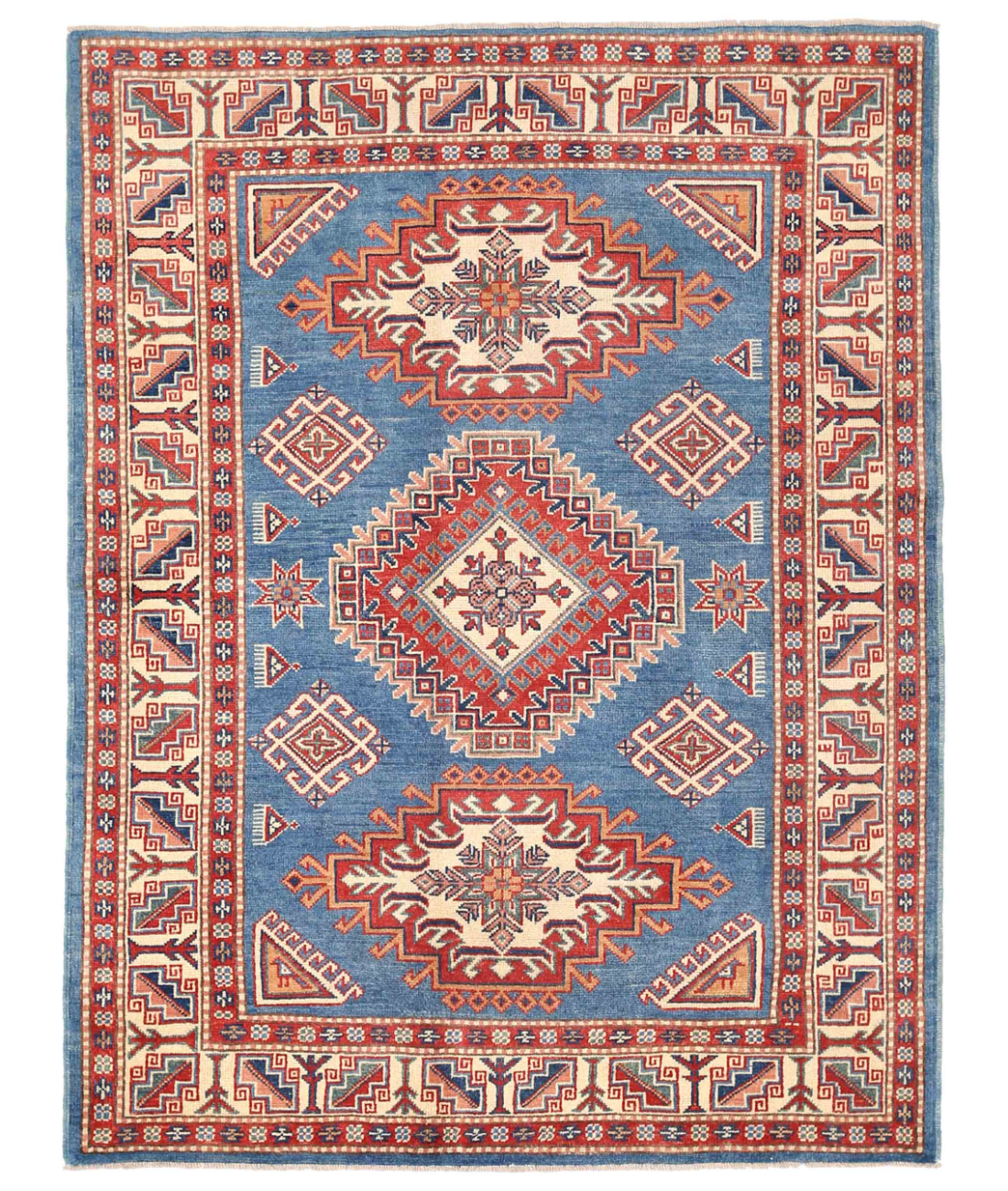 Hand Knotted Kazak Wool Rug  - 4' 9" X 6' 4"