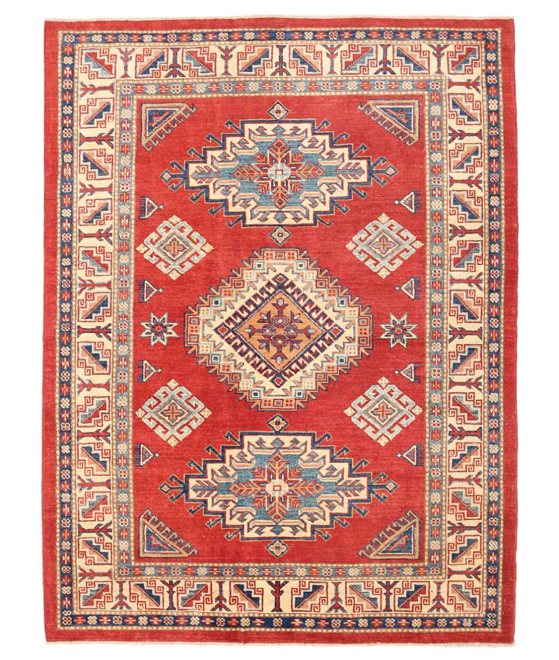 Hand Knotted Kazak Wool Rug  - 4' 11" X 6' 7"