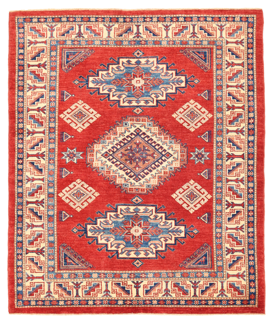 Hand Knotted Kazak Wool Rug  - 5' 1" X 6' 2"