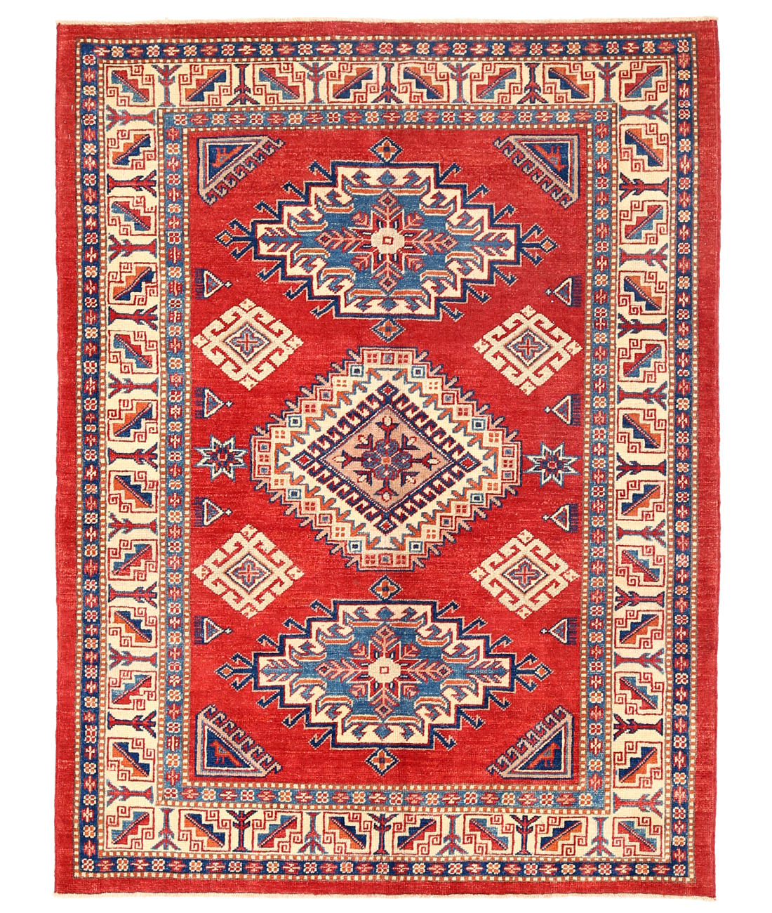Hand Knotted Kazak Wool Rug  - 4&#39; 7&quot; X 6&#39; 4&quot;