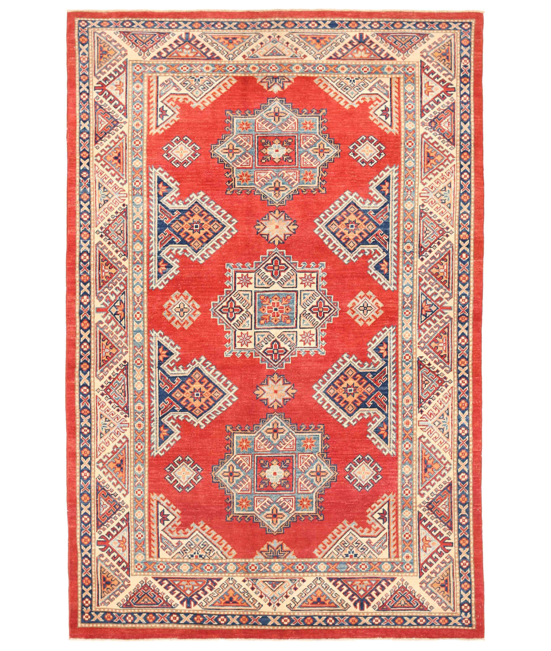 Hand Knotted Kazak Wool Rug  - 5&#39; 5&quot; X 8&#39; 5&quot;