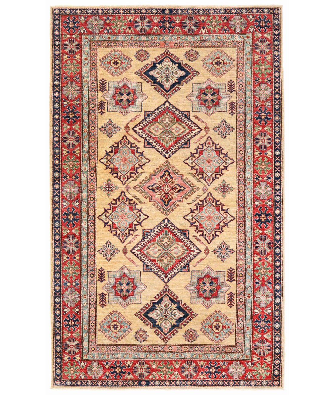 Hand Knotted Kazak Wool Rug  - 5' 6" X 8' 1"