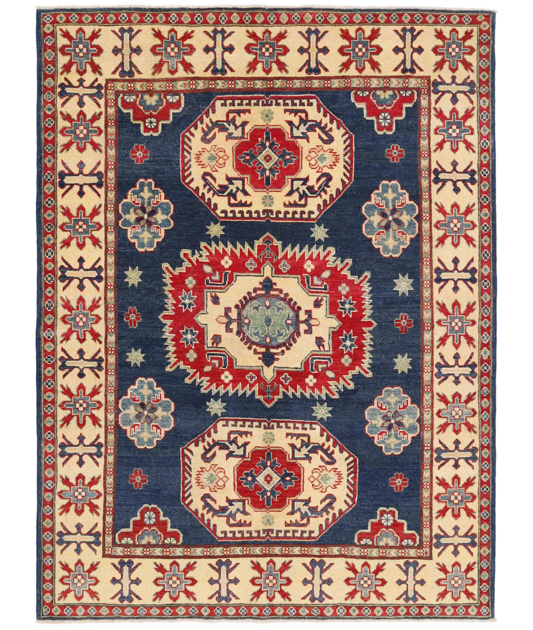 Hand Knotted Kazak Wool Rug  - 4' 11" X 6' 8"