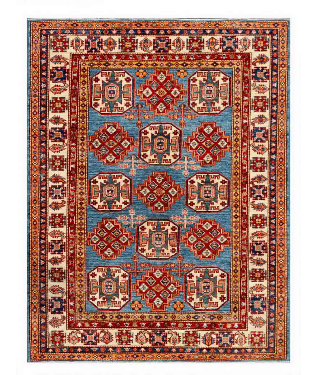Hand Knotted Kazak Wool Rug  - 4&#39; 11&quot; X 6&#39; 4&quot;