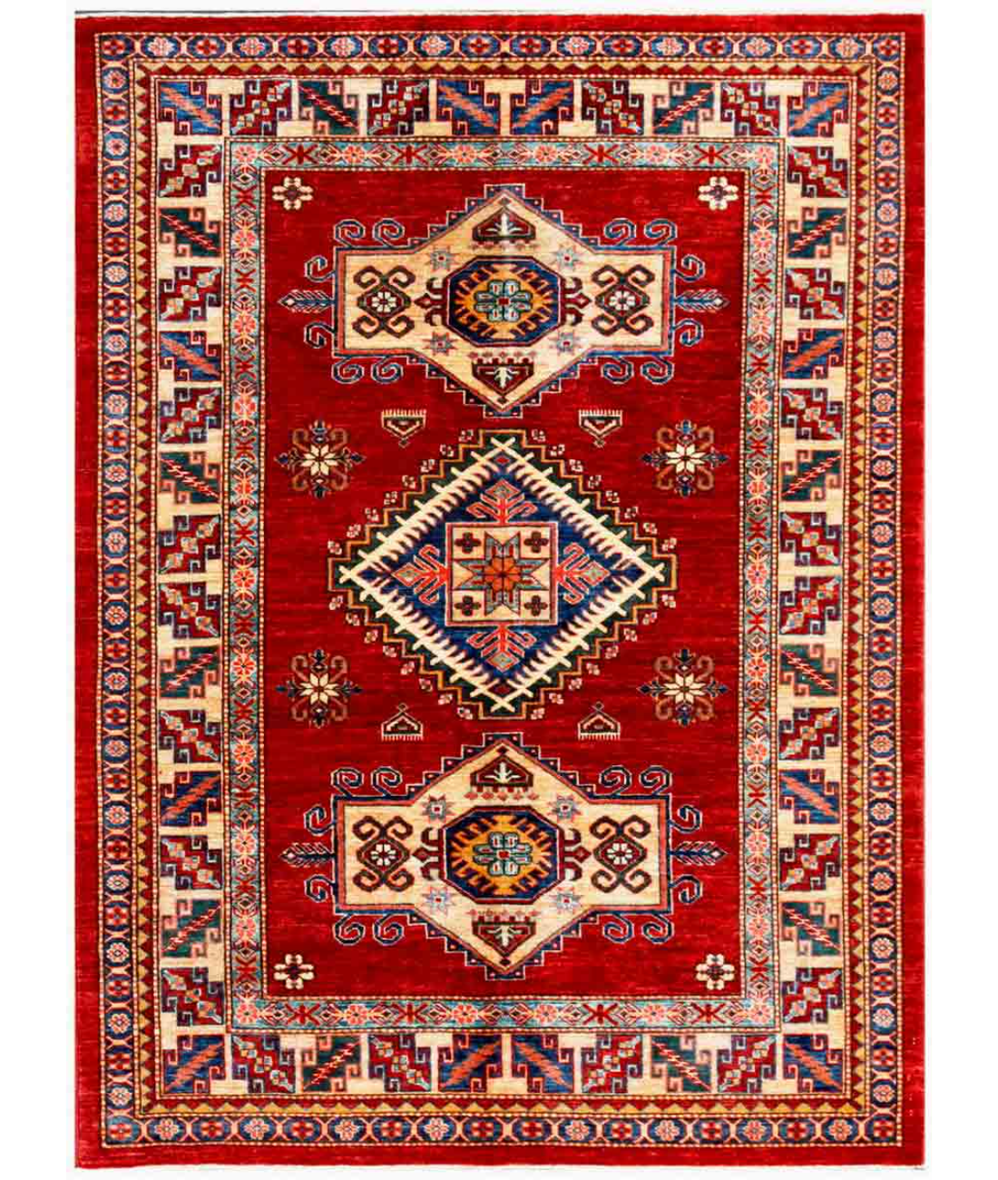 Hand Knotted Kazak Wool Rug  - 4&#39; 9&quot; X 6&#39; 4&quot;