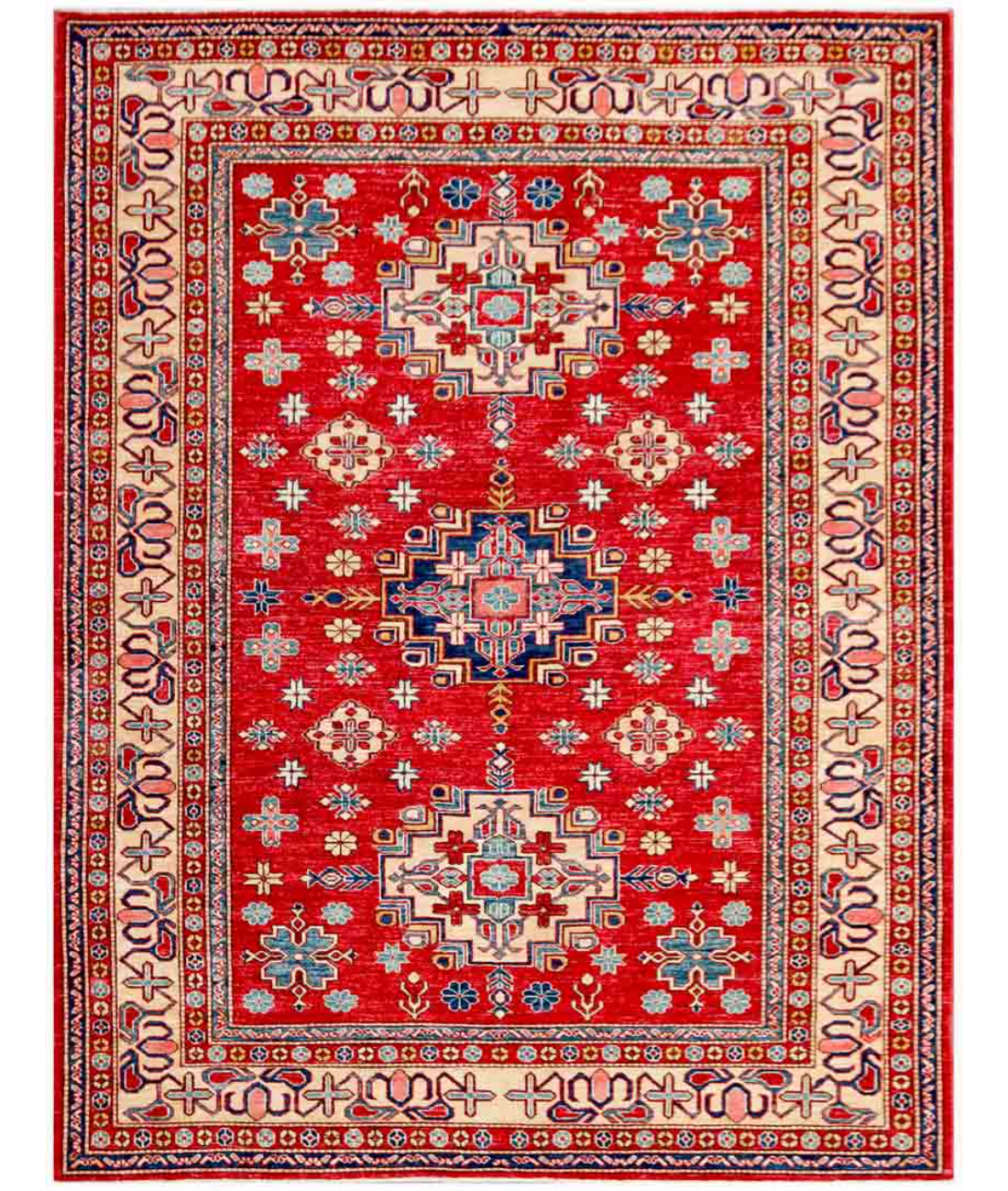 Hand Knotted Kazak Wool Rug  - 5&#39; 9&quot; X 7&#39; 6&quot;