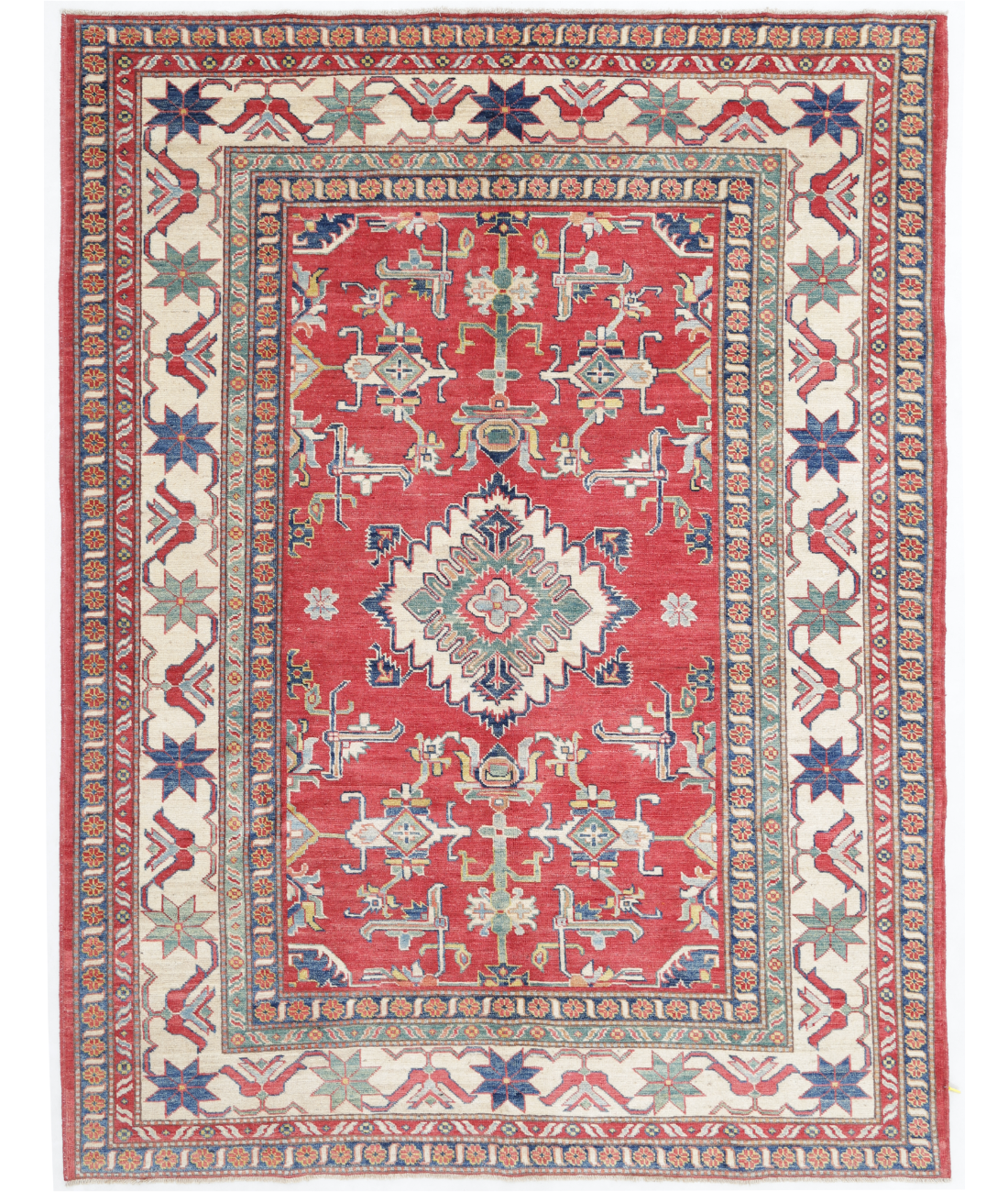 Hand Knotted Kazak Wool Rug  - 6&#39; 8&quot; X 8&#39; 8&quot;