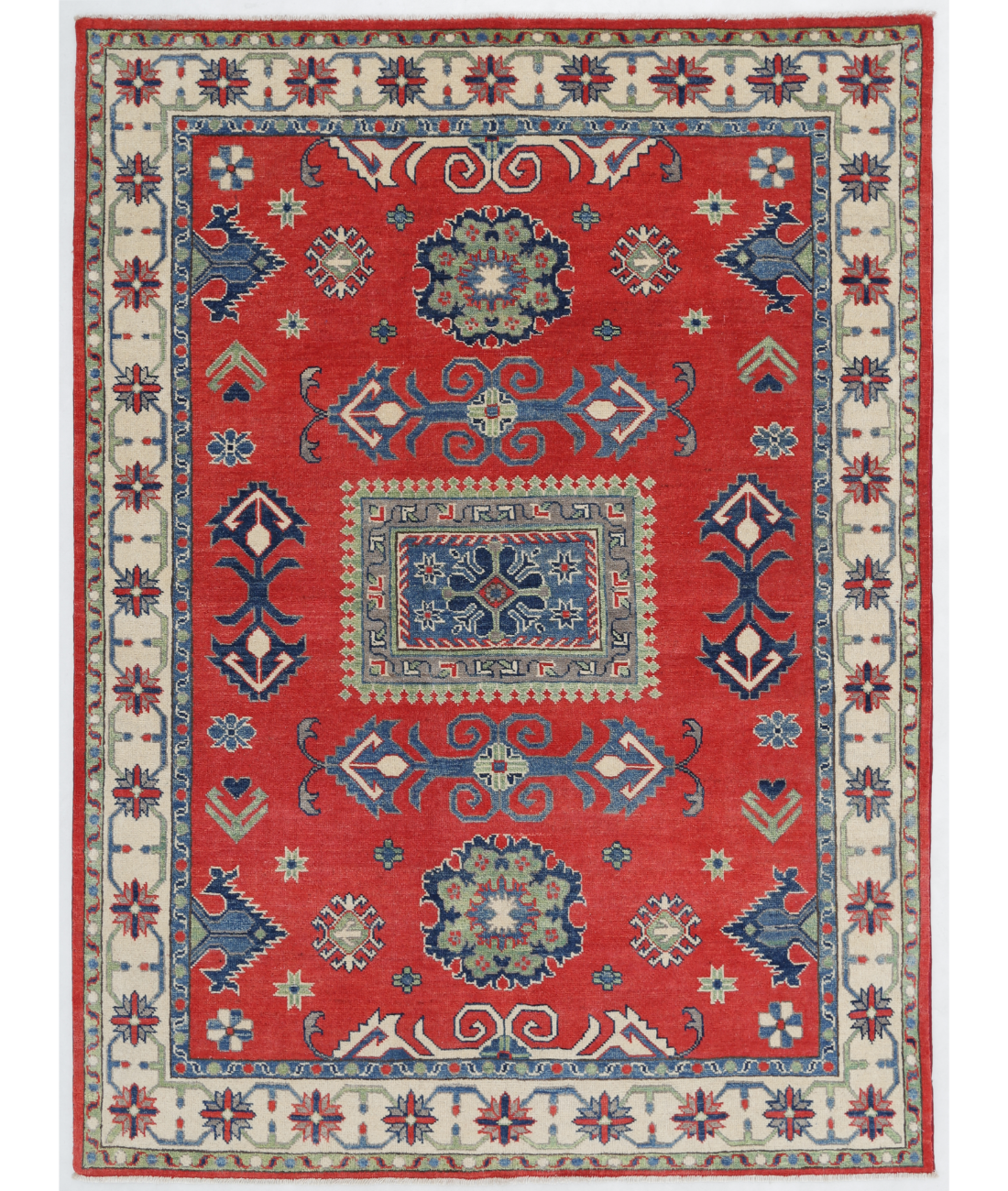 Hand Knotted Kazak Wool Rug  - 4&#39; 11&quot; X 6&#39; 8&quot;