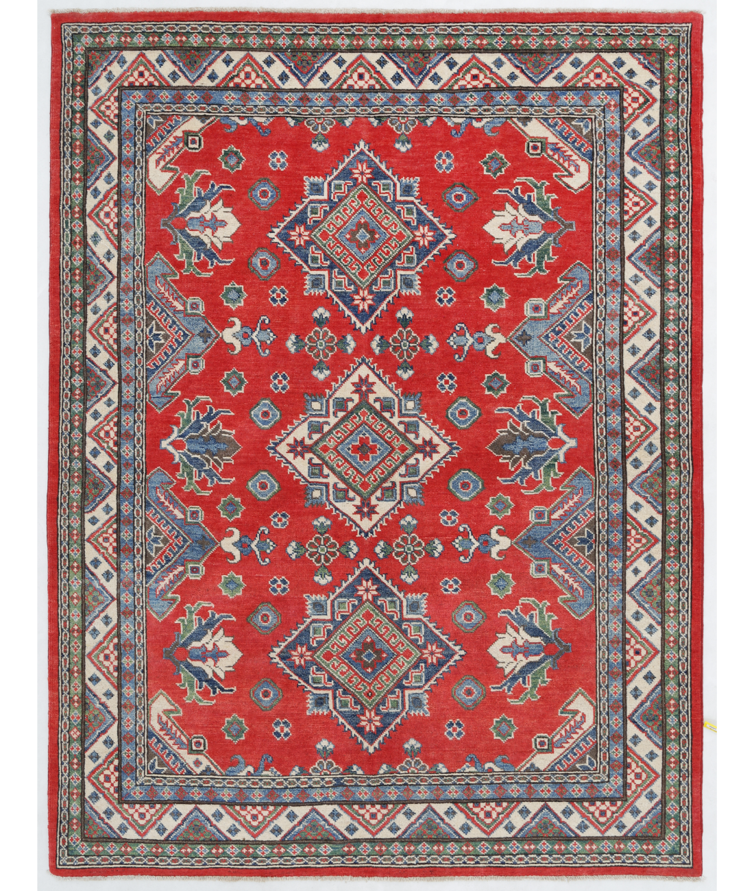 Hand Knotted Kazak Wool Rug  - 4&#39; 10&quot; X 6&#39; 6&quot;