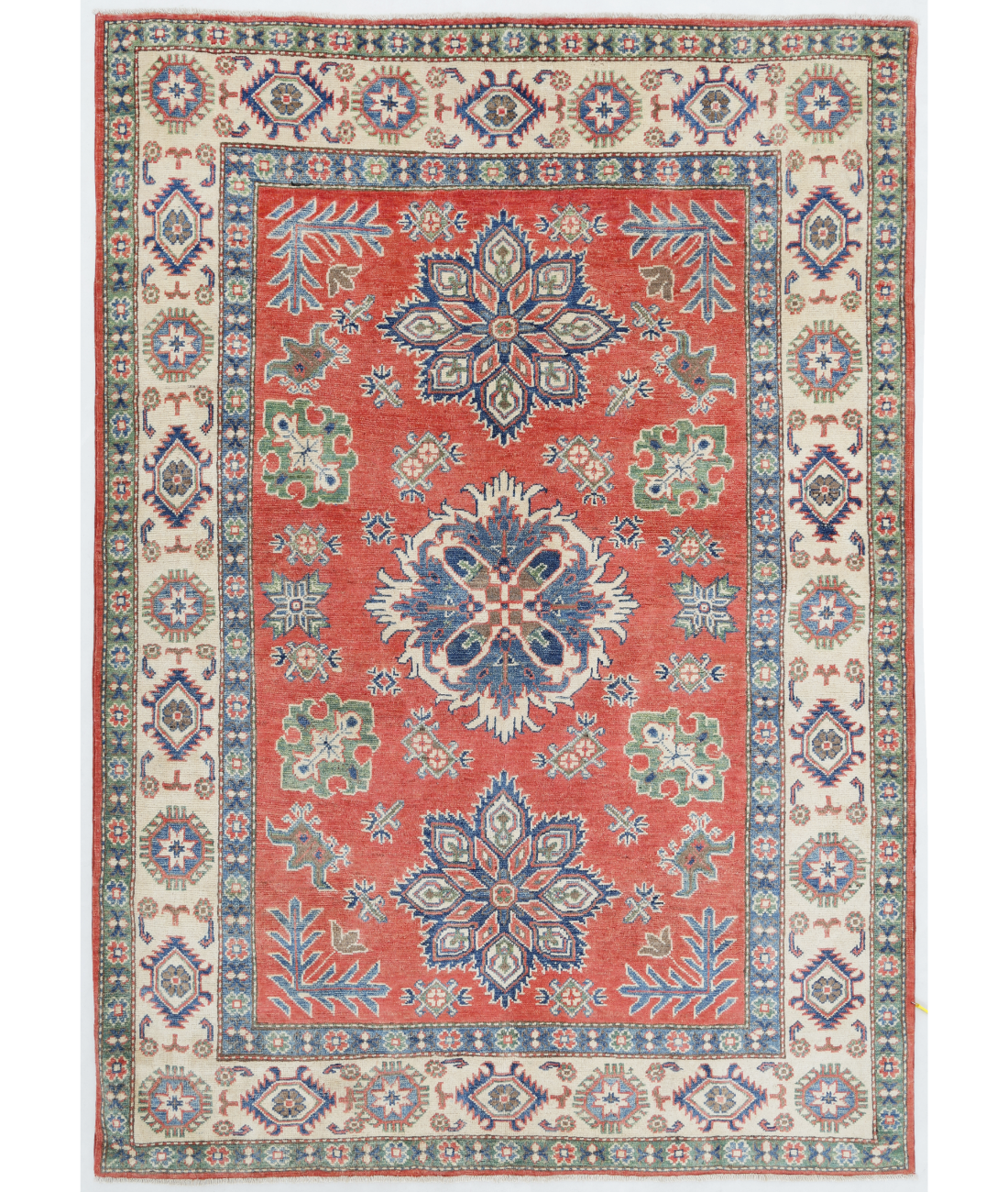 Hand Knotted Kazak Wool Rug  - 5&#39; 0&quot; X 7&#39; 0&quot;