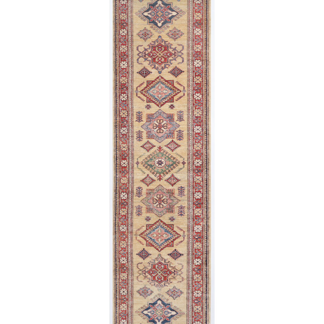 Hand Knotted Kazak Wool Rug  - 2' 7" X 9' 10"