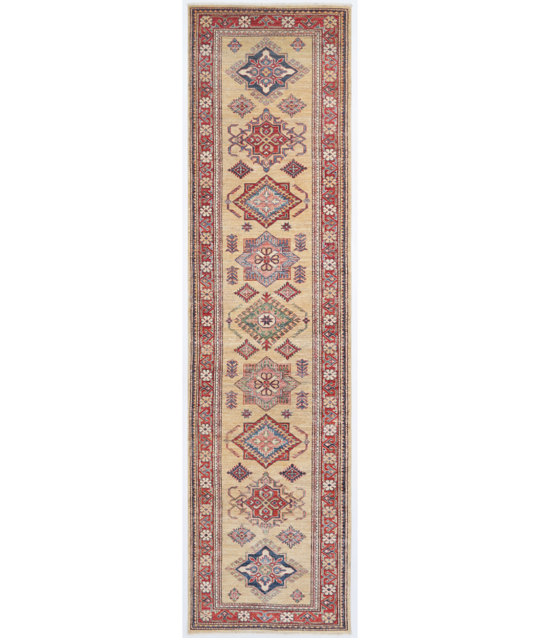 Hand Knotted Kazak Wool Rug  - 2' 7" X 9' 10"