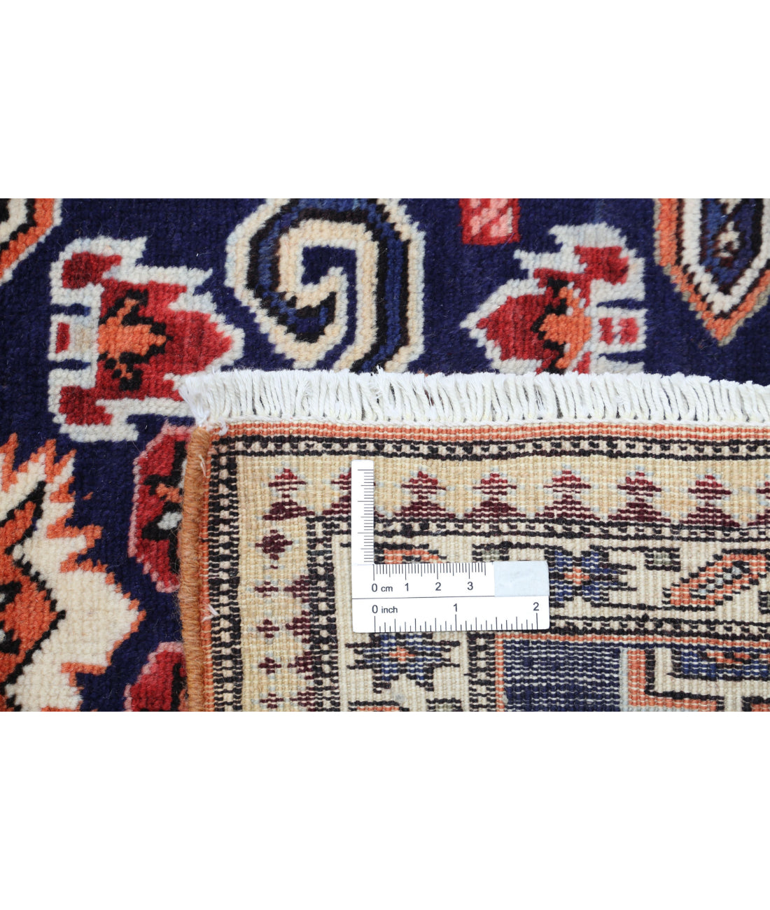 Hand Knotted Persian Kazak Wool Rug - 2'5'' x 3'7'' 2'5'' x 3'7'' (73 X 108) / Blue / Ivory