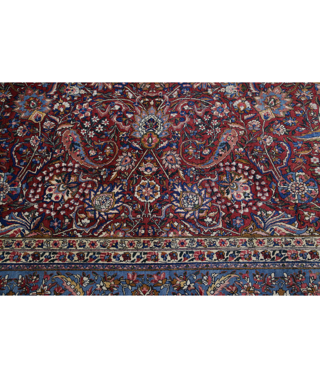 Hand Knotted Antique Masterpiece Persian Kerman Fine Wool Rug - 10'8'' x 20'2'' 10'8'' x 20'2'' (320 X 605) / Burgundy / Blue