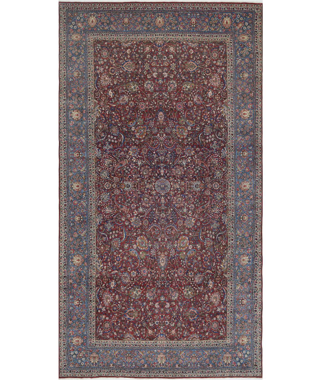 Hand Knotted Antique Masterpiece Oriental Kerman Fine Wool Rug - 10'8'' x 20'2''