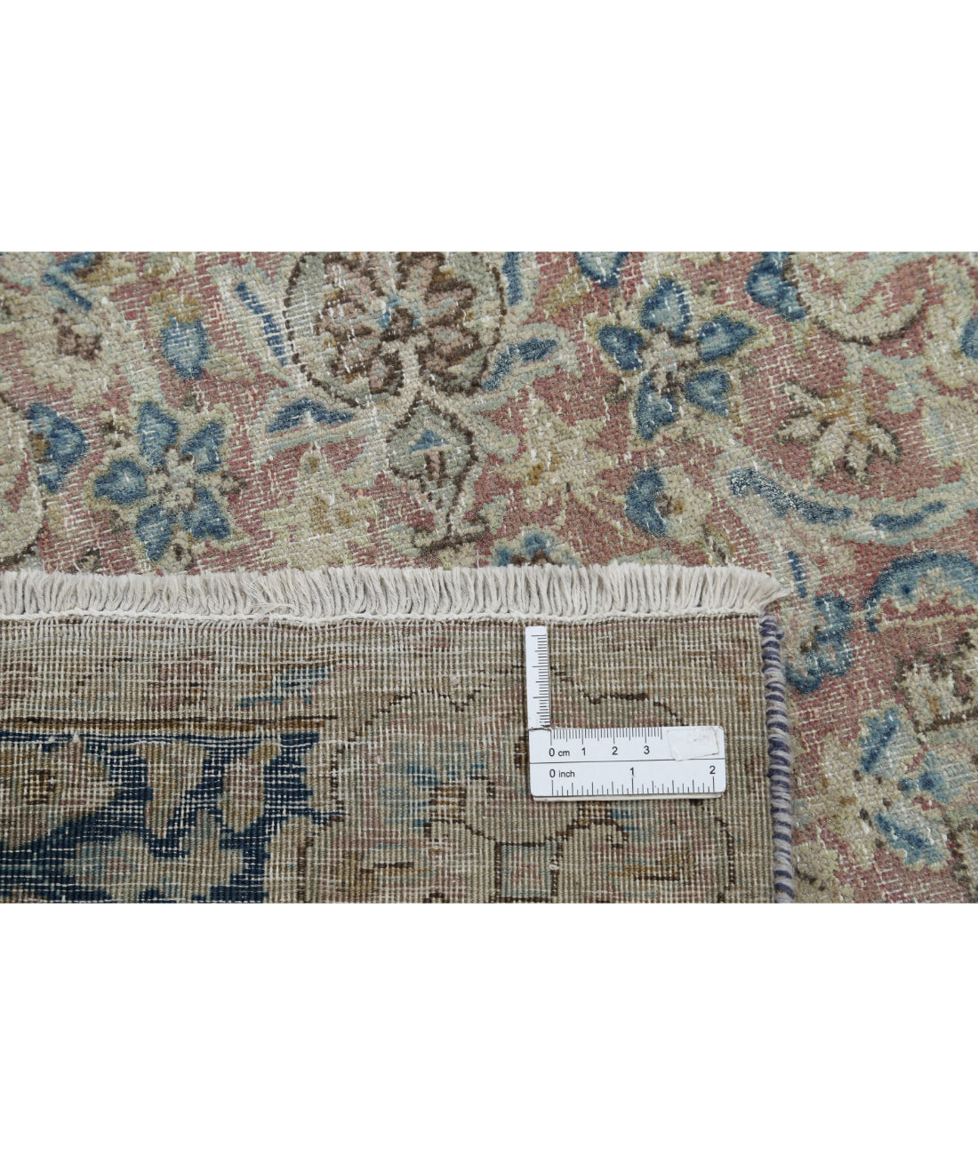 Hand Knotted Antique Persian Kerman Wool Rug - 3'8'' x 9'6'' 3'8'' x 9'6'' (110 X 285) / Pink / Blue