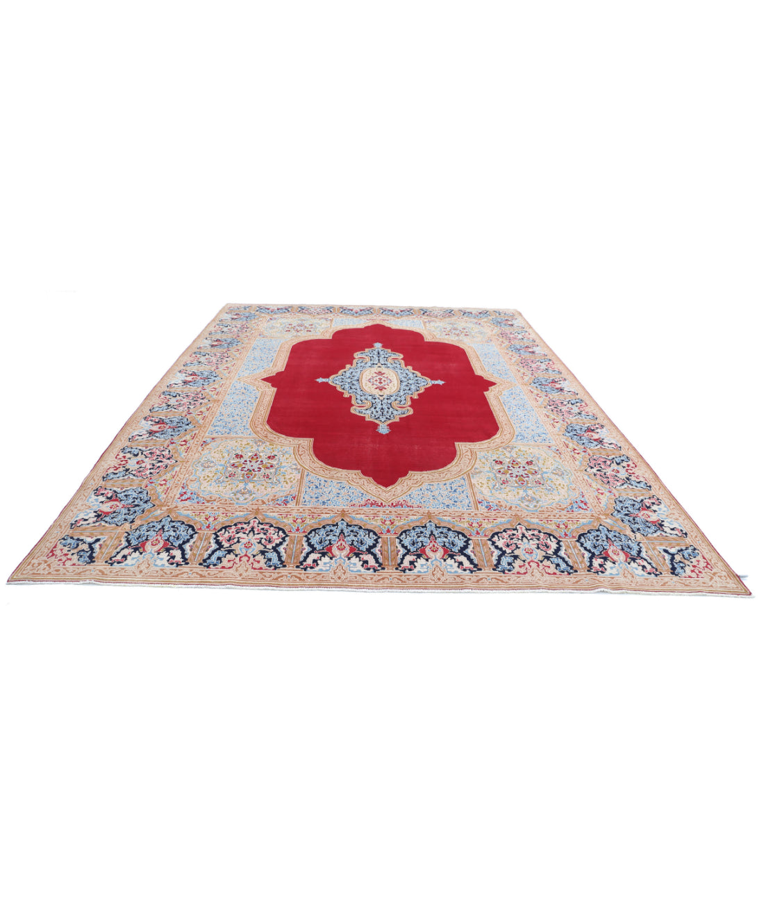 Hand Knotted Persian Kerman Wool Rug - 9'8'' x 13'4'' 9'8'' x 13'4'' (290 X 400) / Red / Brown