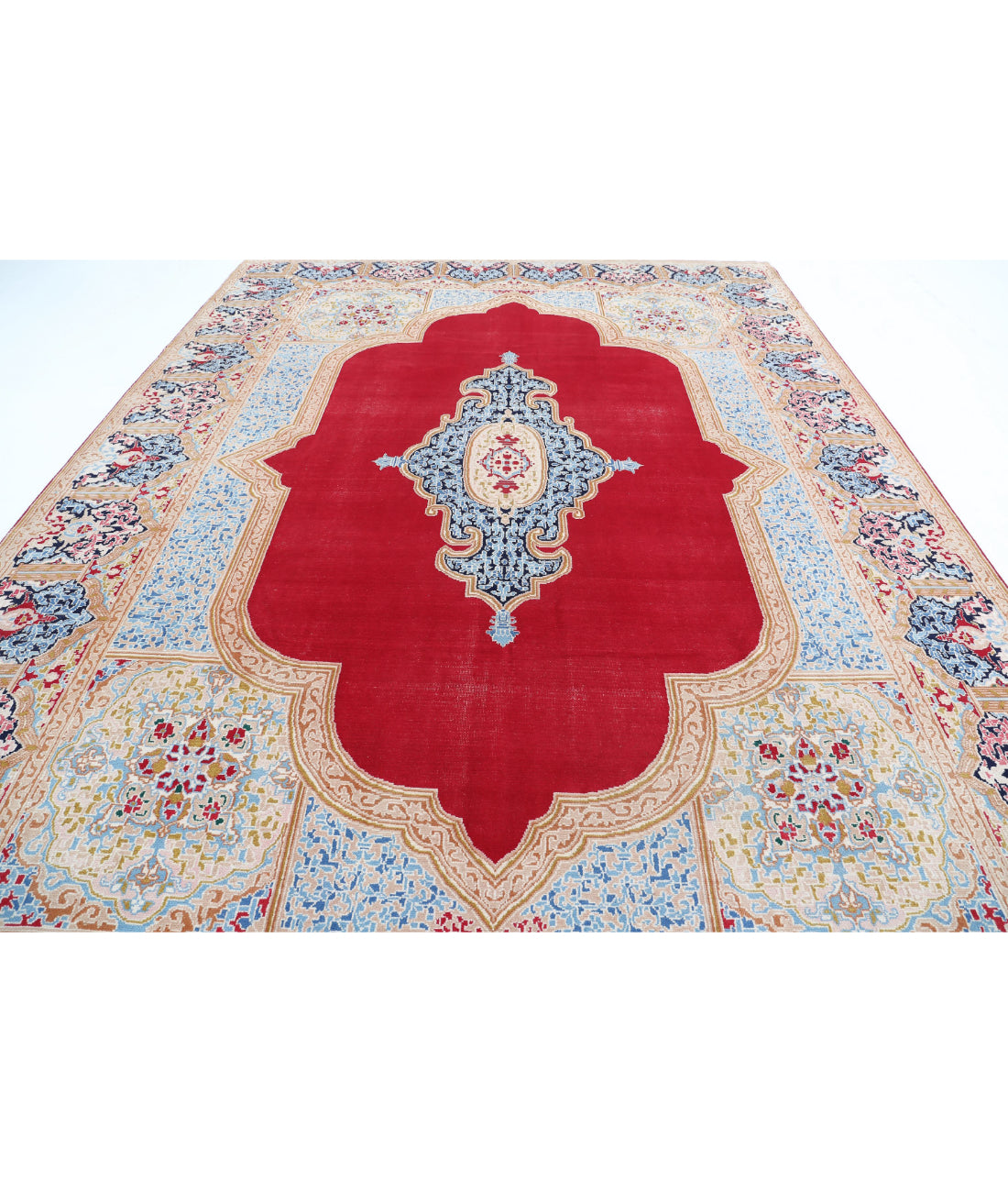 Hand Knotted Persian Kerman Wool Rug - 9'8'' x 13'4'' 9'8'' x 13'4'' (290 X 400) / Red / Brown