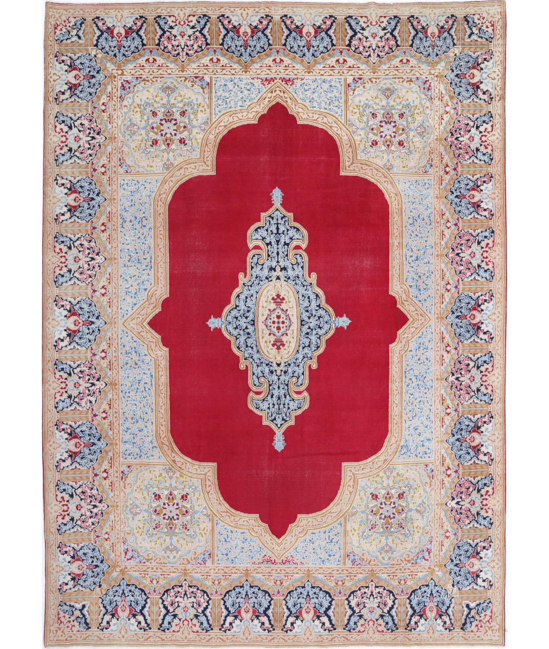 Hand Knotted Oriental Kerman Wool Rug - 9'8'' x 13'4''