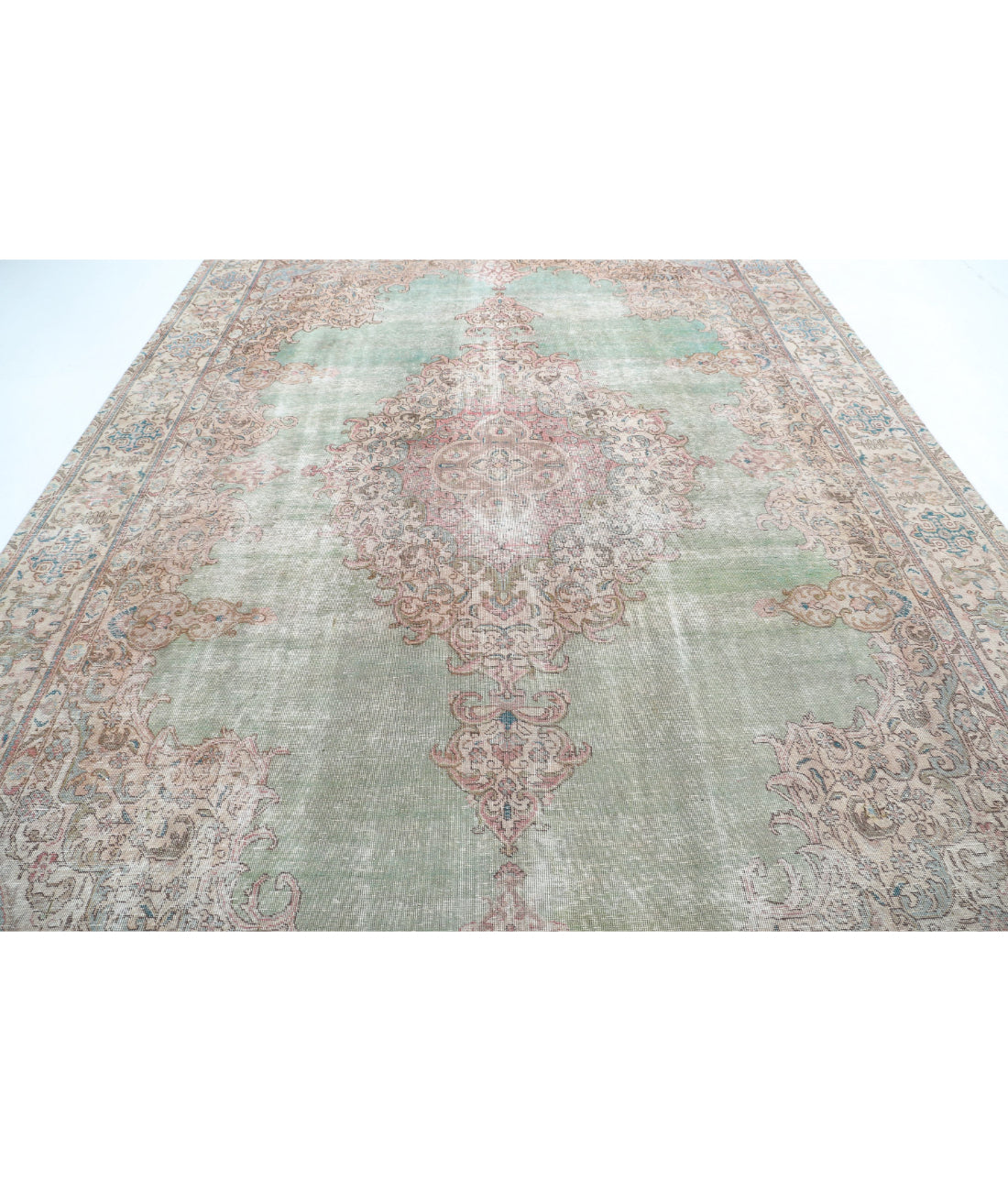 Hand Knotted Vintage Persian Kerman Wool Rug - 9'7'' x 13'1'' 9'7'' x 13'1'' (288 X 393) / Grey / Beige