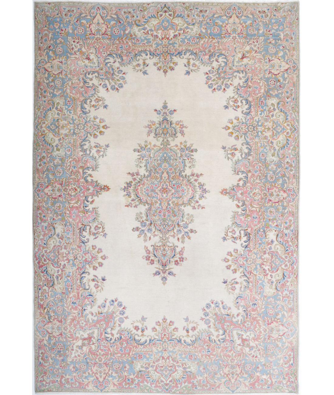 Hand Knotted Persian Kerman Wool Rug - 5&#39;10&#39;&#39; x 8&#39;11&#39;&#39; 5&#39;10&#39;&#39; x 8&#39;11&#39;&#39; (175 X 268) / Ivory / Blue