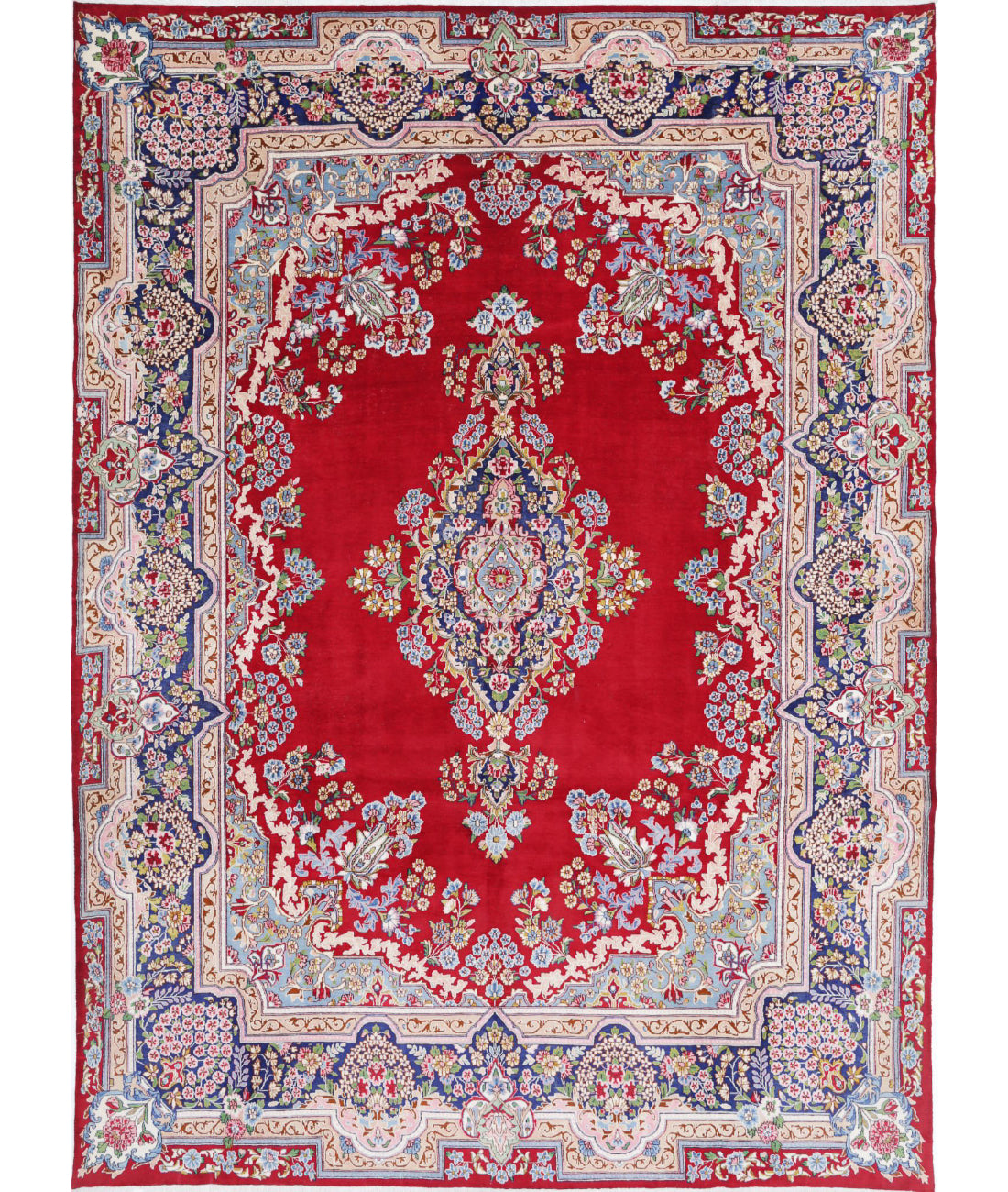 Hand Knotted Oriental Kerman Wool Rug - 9'6'' x 13'2''
