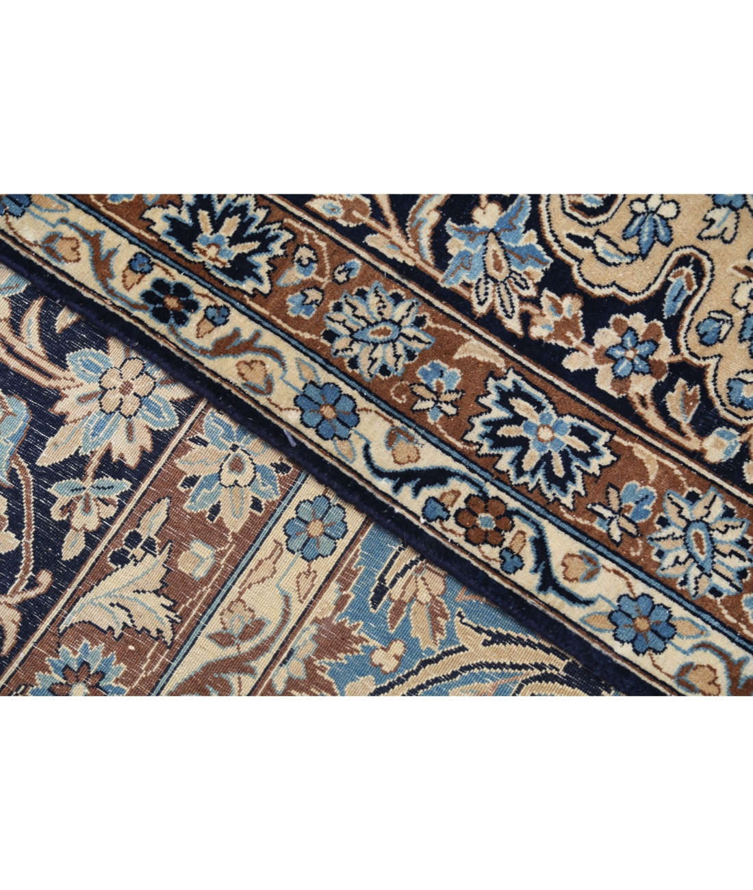 Hand Knotted Kerman Wool Rug 11' 8" X 16' 10" 11' 8" X 16' 10" (356 X 513) / Blue / Taupe