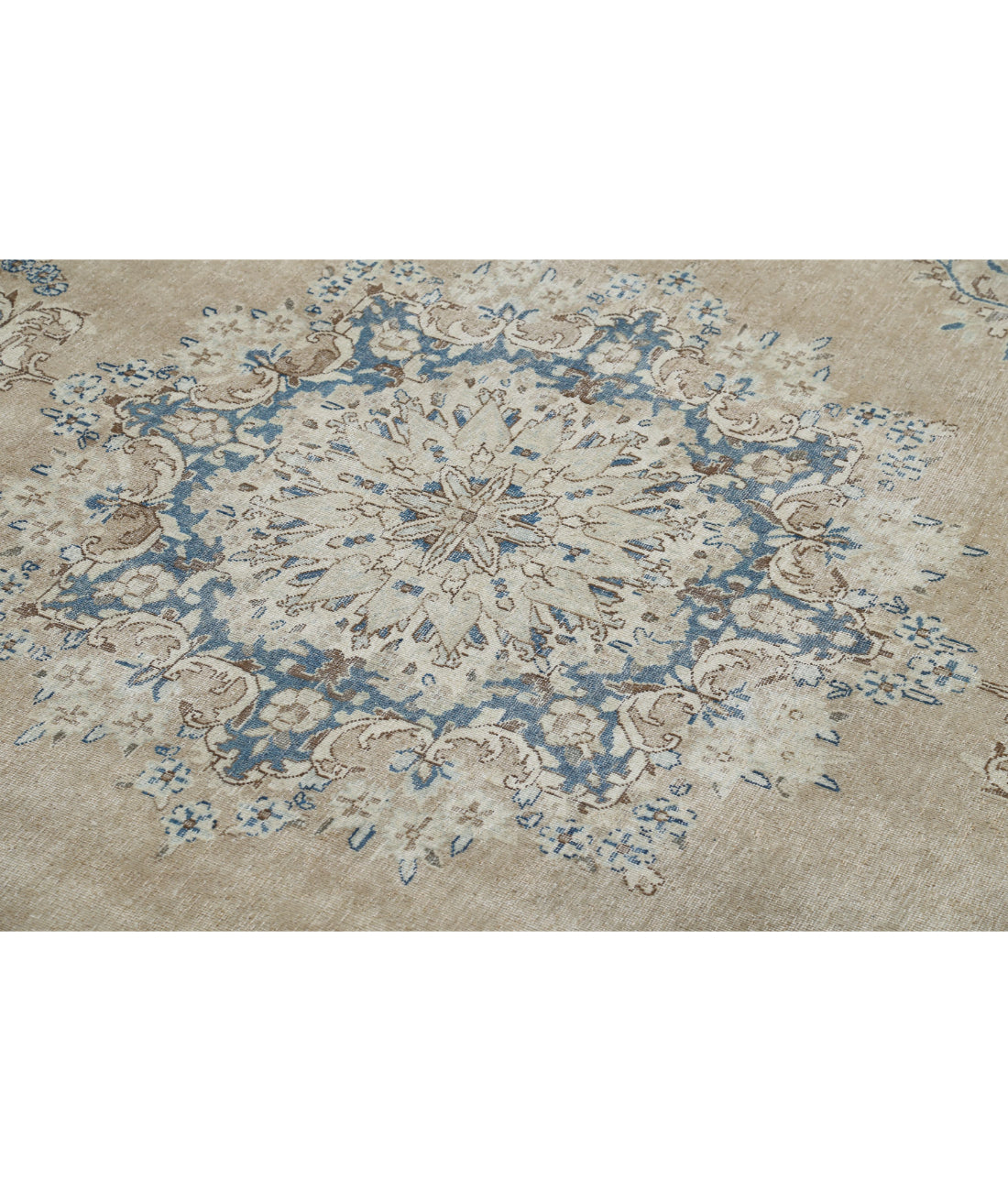 Hand Knotted Vintage Persian Kerman Wool Rug - 9'10'' x 16'2'' 9'10'' x 16'2'' (295 X 485) / Taupe / Blue