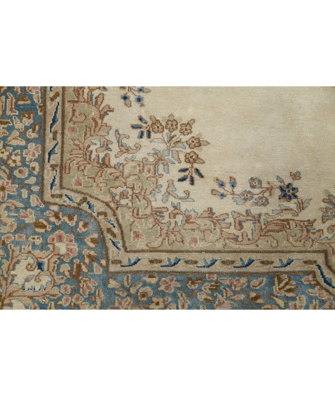 Hand Knotted Persian Kerman Wool Rug - 5'11'' x 8'8'' 5'11'' x 8'8'' (178 X 260) / Beige / Blue