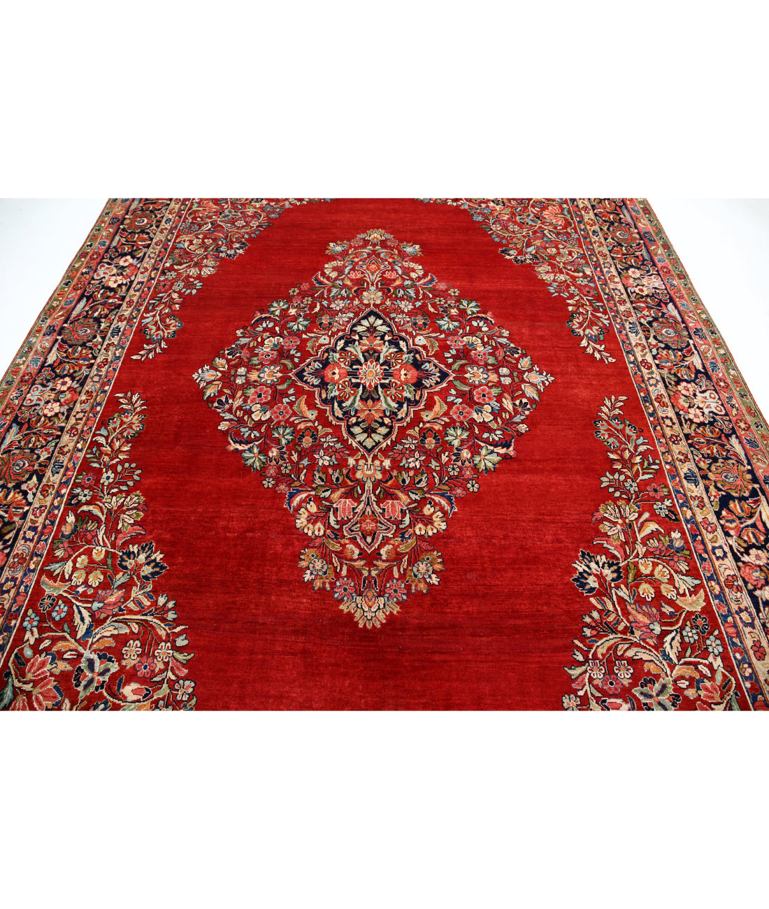 Hand Knotted Persian Kerman Wool Rug - 8'4'' x 11'4'' 8'4'' x 11'4'' (250 X 340) / Red / Blue