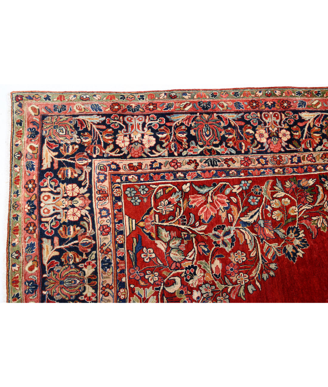 Hand Knotted Persian Kerman Wool Rug - 8'4'' x 11'4'' 8'4'' x 11'4'' (250 X 340) / Red / Blue