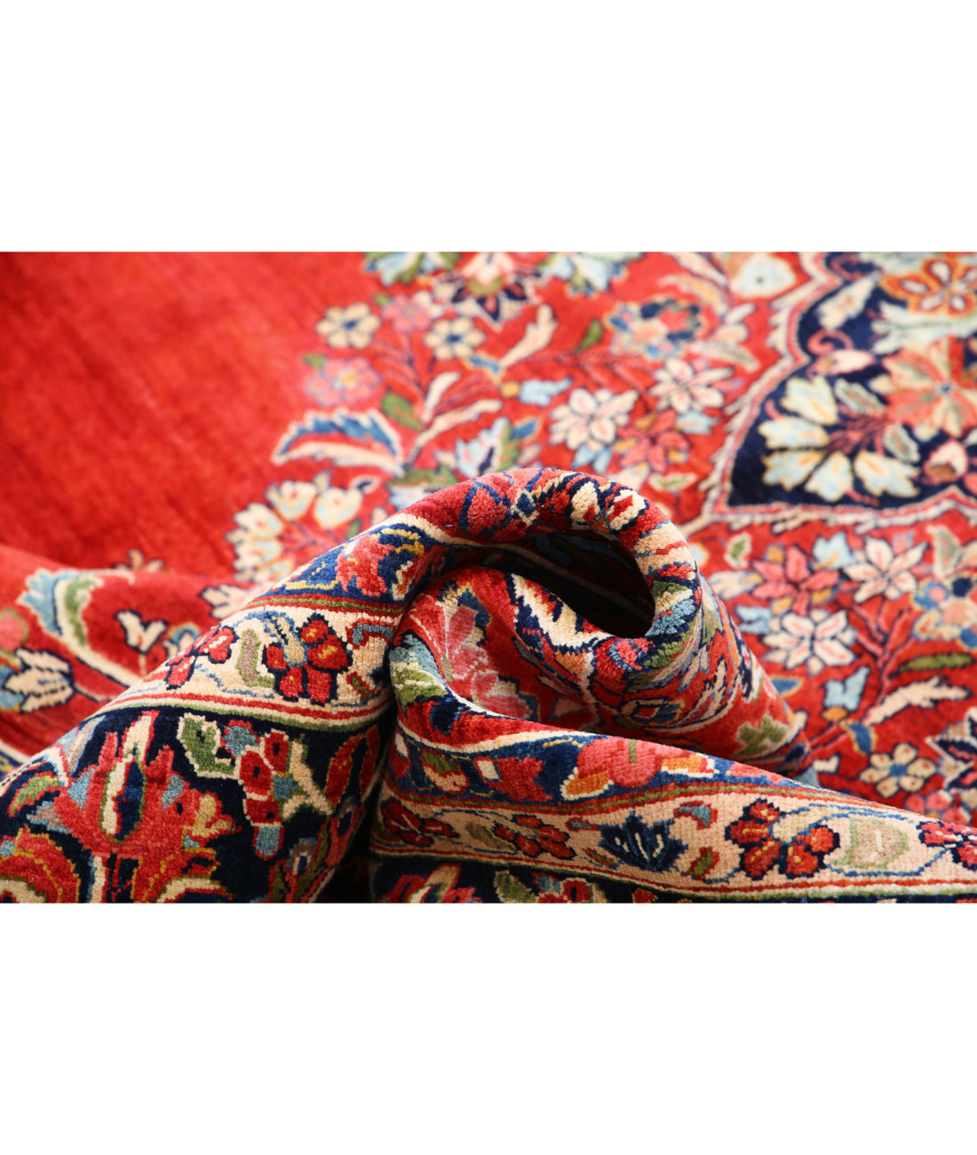 Hand Knotted Persian Kerman Wool Rug - 8'4'' x 11'4'' 8'4'' x 11'4'' (250 X 340) / Red / Blue