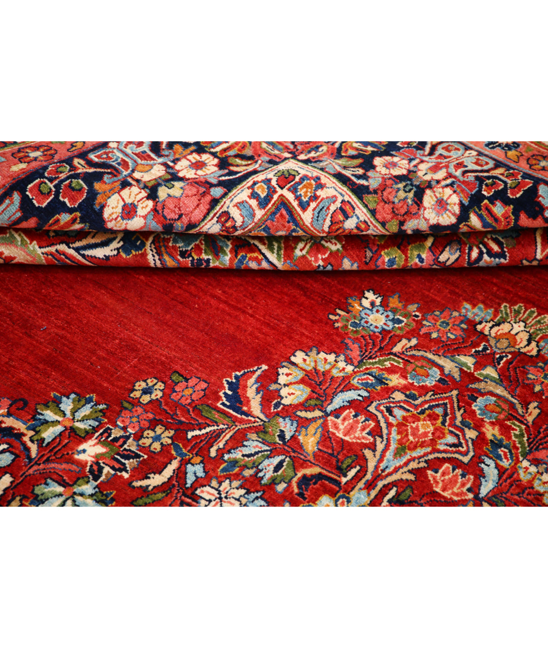 Hand Knotted Persian Kerman Wool Rug - 8'4'' x 11'4'' 8'4'' x 11'4'' (250 X 340) / Red / Blue
