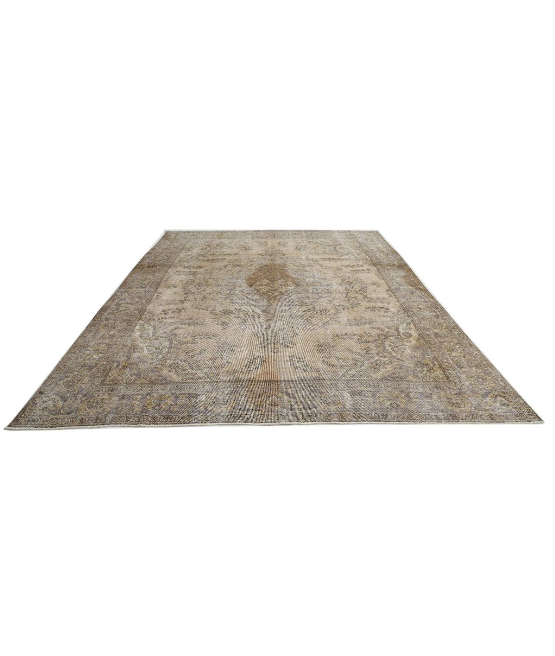 Hand Knotted Vintage Persian Kerman Wool Rug - 9'7'' x 12'6'' 9'7'' x 12'6'' (288 X 375) / Beige / Grey