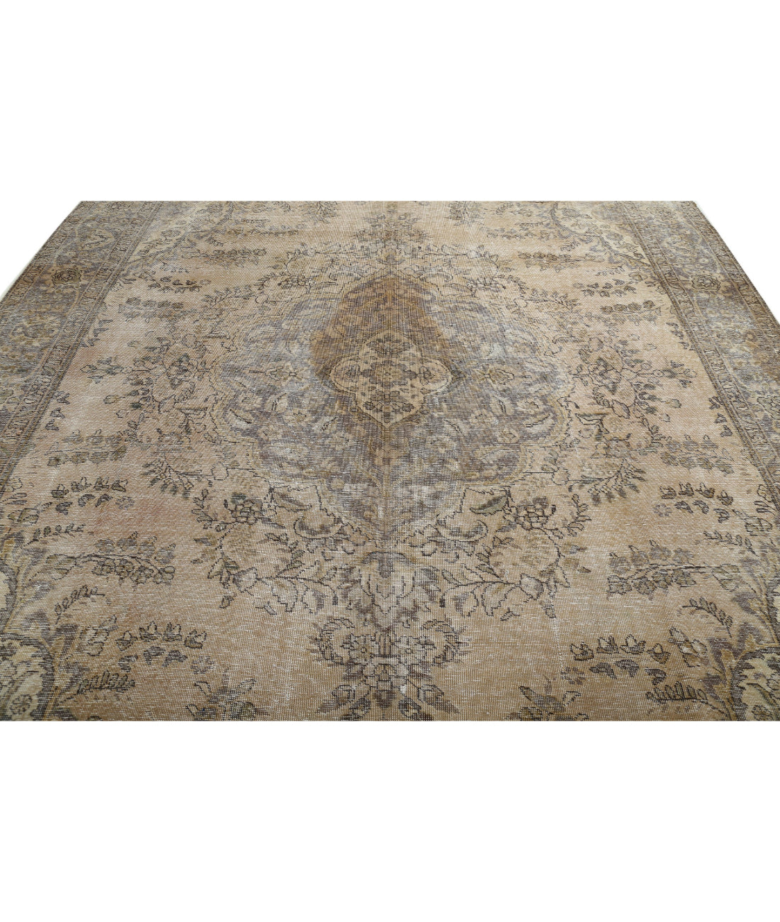 Hand Knotted Vintage Persian Kerman Wool Rug - 9'7'' x 12'6'' 9'7'' x 12'6'' (288 X 375) / Beige / Grey