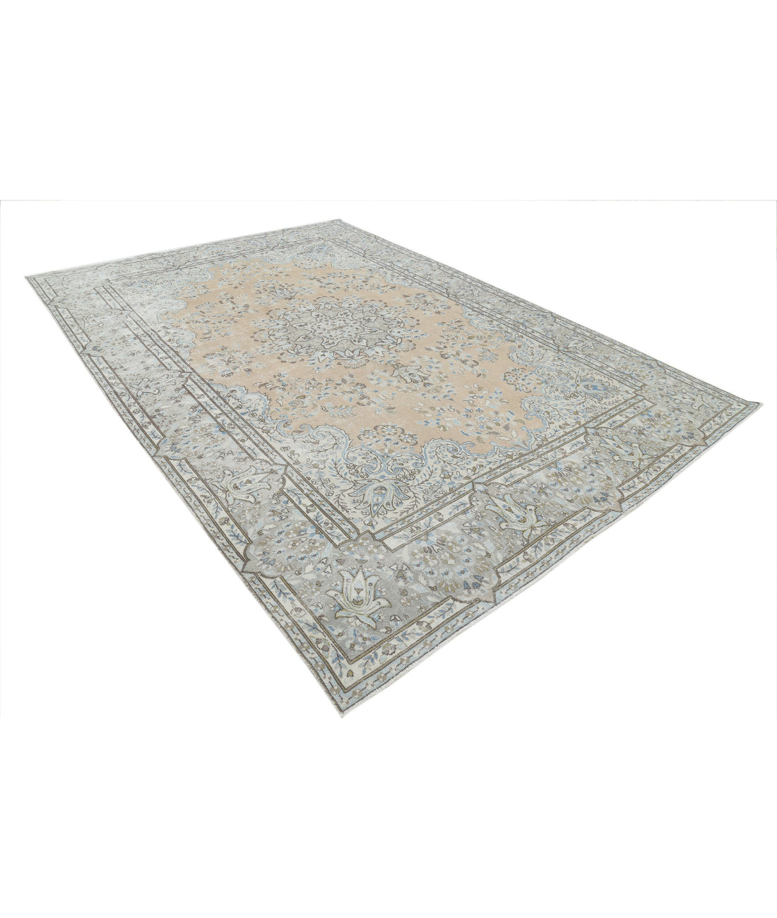 Hand Knotted Vintage Persian Kerman Wool Rug - 8'2'' x 11'7'' 8'2'' x 11'7'' (245 X 348) / Taupe / Grey