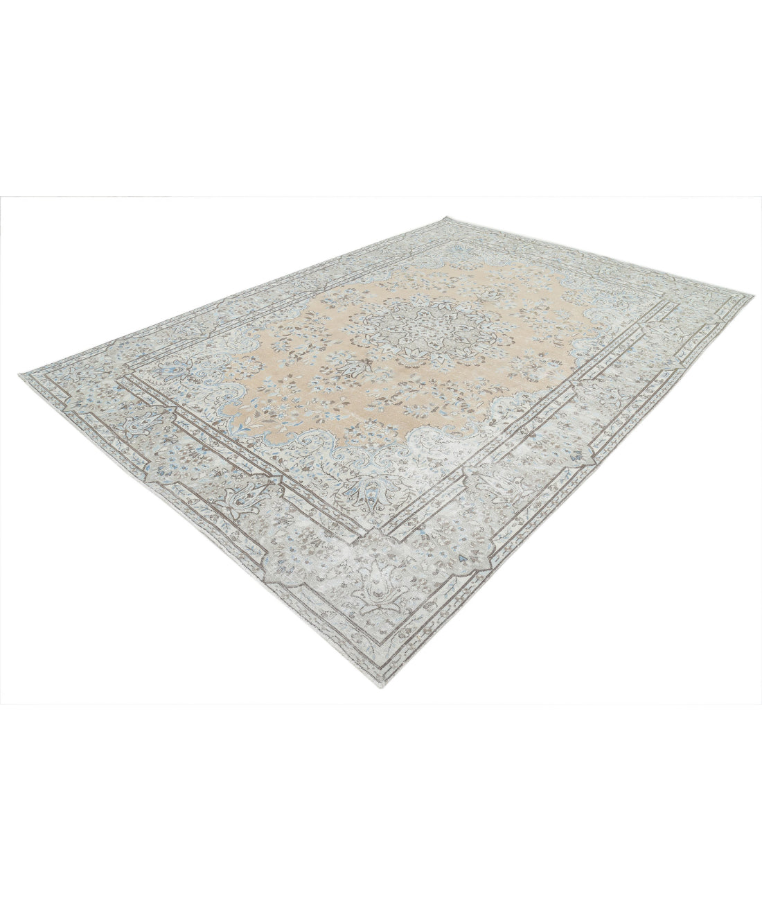 Hand Knotted Vintage Persian Kerman Wool Rug - 8'2'' x 11'7'' 8'2'' x 11'7'' (245 X 348) / Taupe / Grey