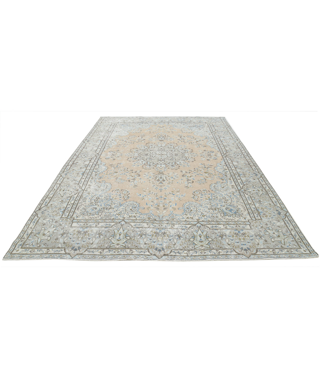 Hand Knotted Vintage Persian Kerman Wool Rug - 8'2'' x 11'7'' 8'2'' x 11'7'' (245 X 348) / Taupe / Grey