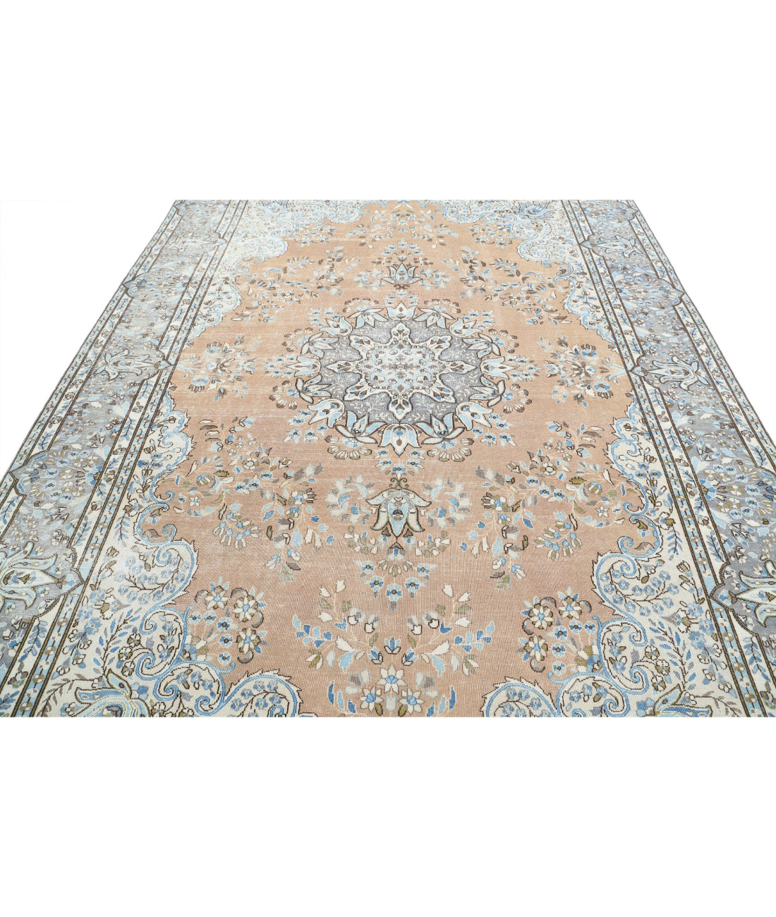 Hand Knotted Vintage Persian Kerman Wool Rug - 8'2'' x 11'7'' 8'2'' x 11'7'' (245 X 348) / Taupe / Grey