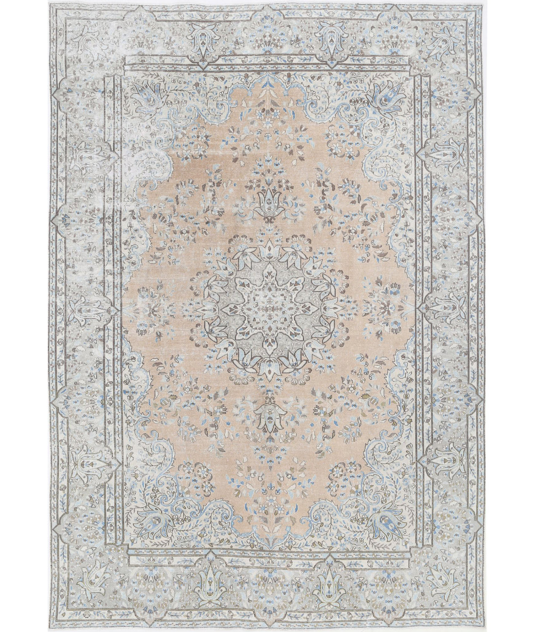 Hand Knotted Vintage Persian Kerman Wool Rug - 8&#39;2&#39;&#39; x 11&#39;7&#39;&#39; 8&#39;2&#39;&#39; x 11&#39;7&#39;&#39; (245 X 348) / Taupe / Grey