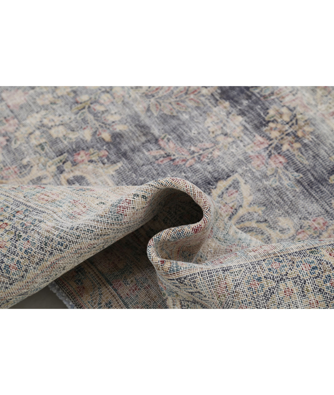 Hand Knotted Vintage Persian Kerman Wool Rug - 9'9'' x 12'8'' 9'9'' x 12'8'' (293 X 380) / Blue / Ivory