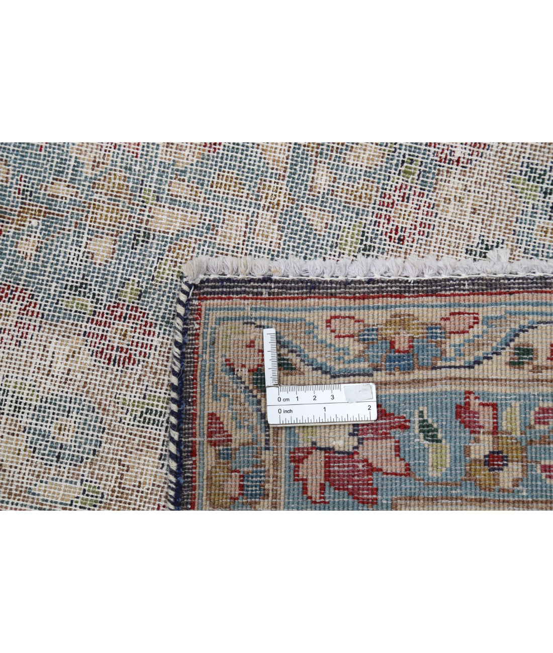 Hand Knotted Vintage Persian Kerman Wool Rug - 9'9'' x 12'8'' 9'9'' x 12'8'' (293 X 380) / Blue / Ivory