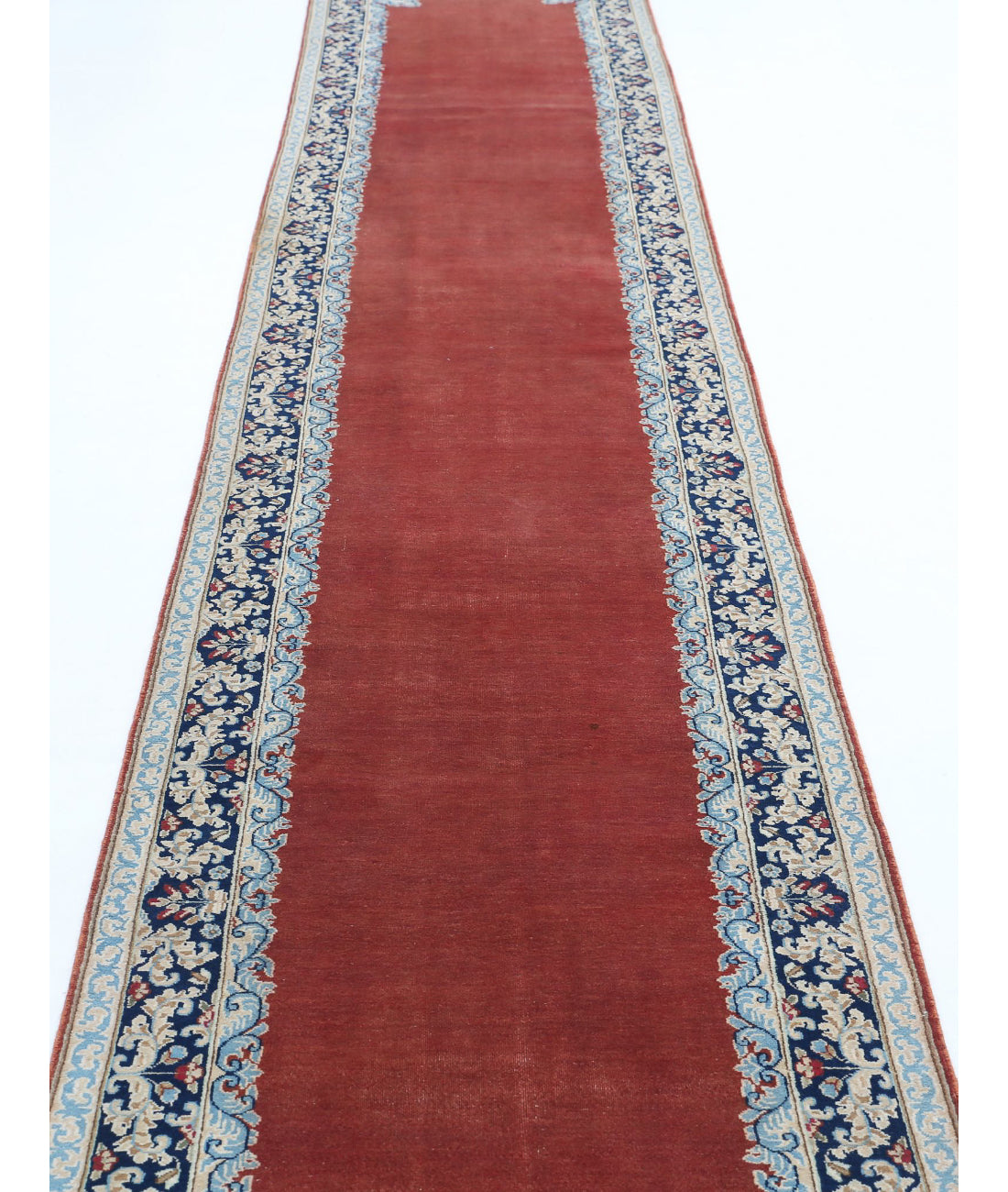 Hand Knotted Persian Kerman Wool Rug - 2'9'' x 17'4'' 2'9'' x 17'4'' (83 X 520) / Rust / Blue