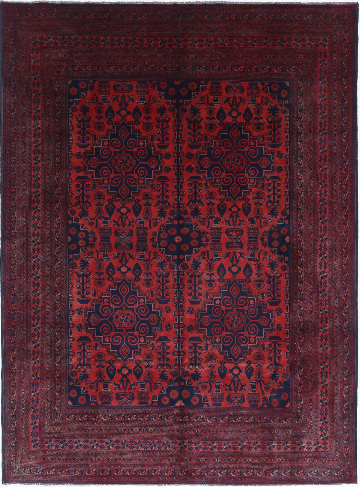 Hand Knotted Afghan Khal Muhammadi Wool Rug - 8'0'' x 11'0''