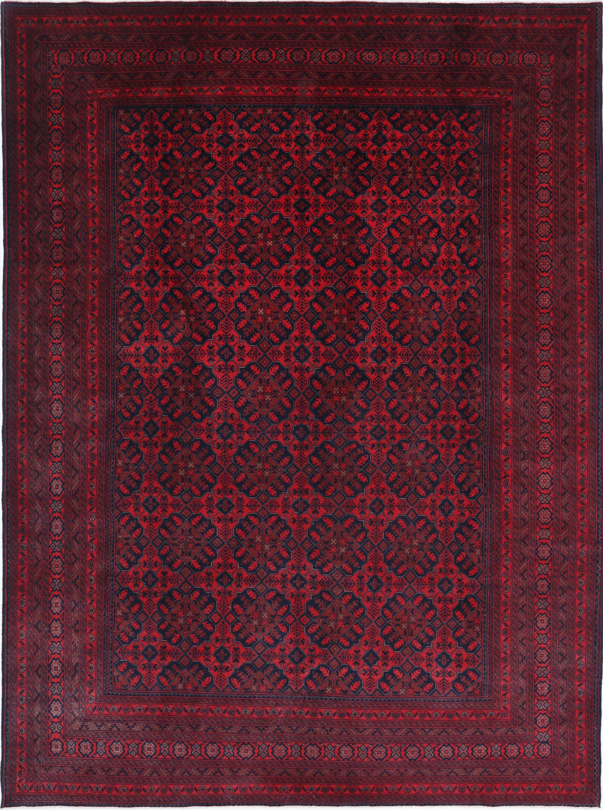 Hand Knotted Afghan Khal Muhammadi Wool Rug - 8'3'' x 11'3''