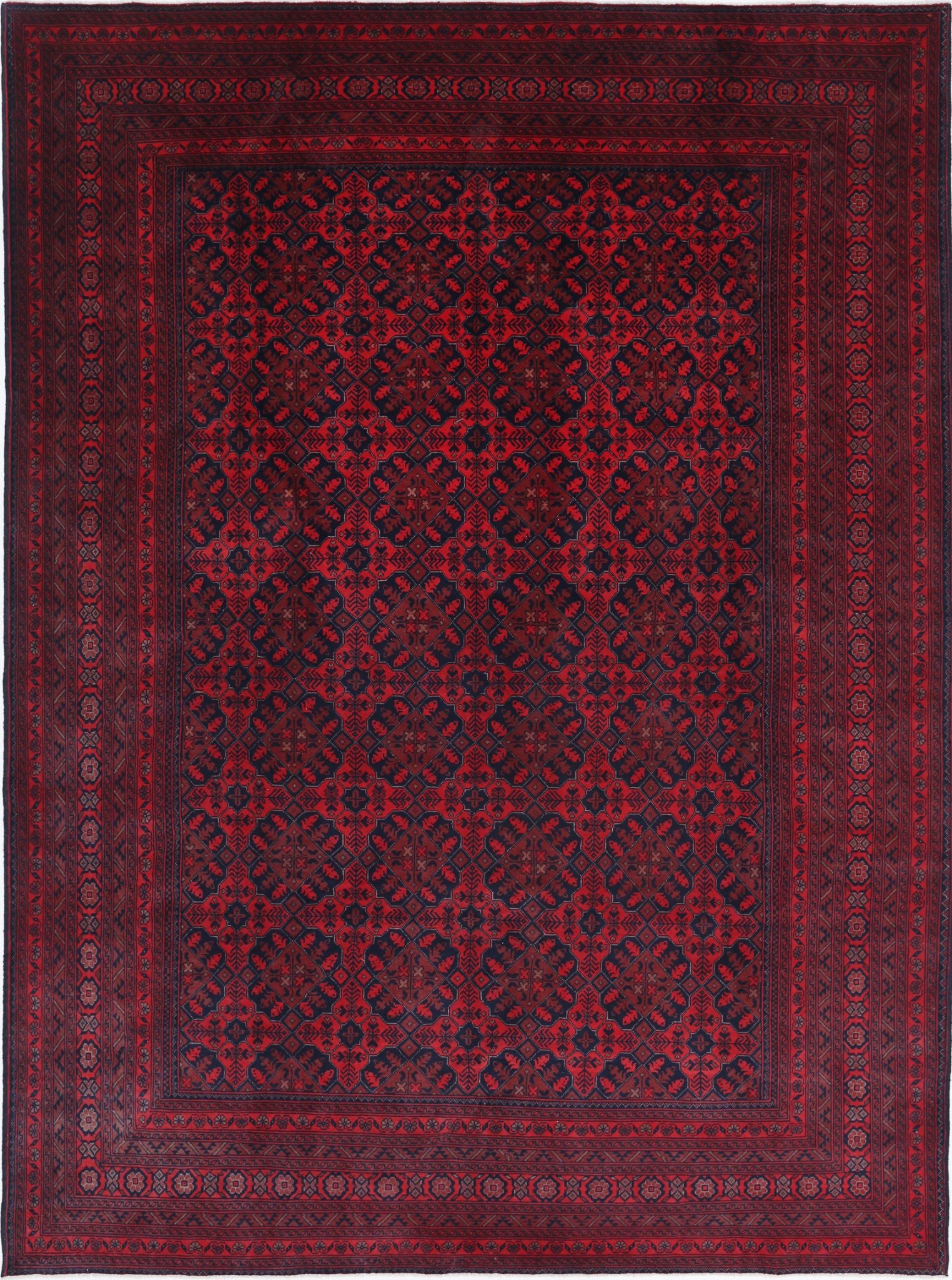 Hand Knotted Afghan Khal Muhammadi Wool Rug - 8'3'' x 11'3''