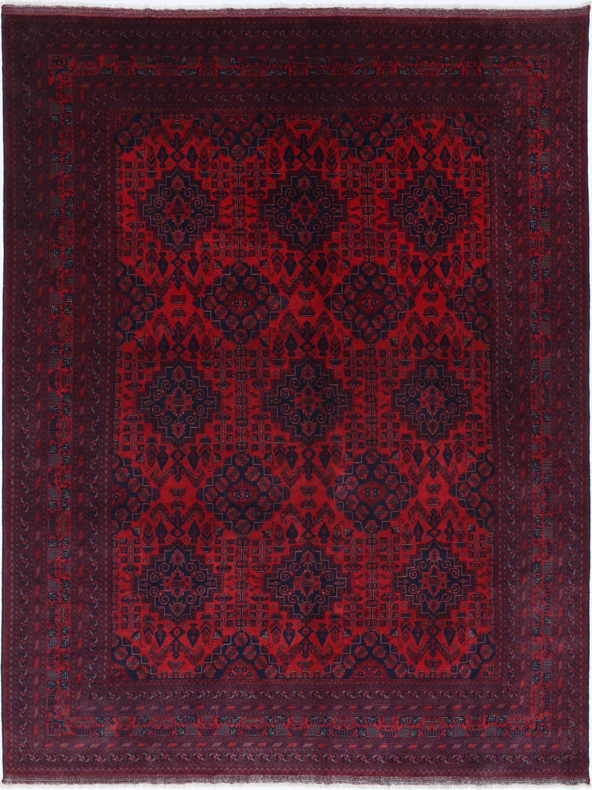 Hand Knotted Afghan Khal Muhammadi Wool Rug - 9'8'' x 12'10''