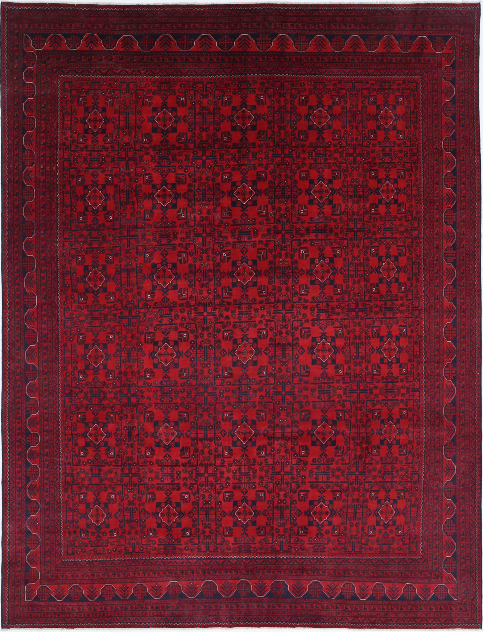 Hand Knotted Afghan Khal Muhammadi Wool Rug - 9'9'' x 12'11''