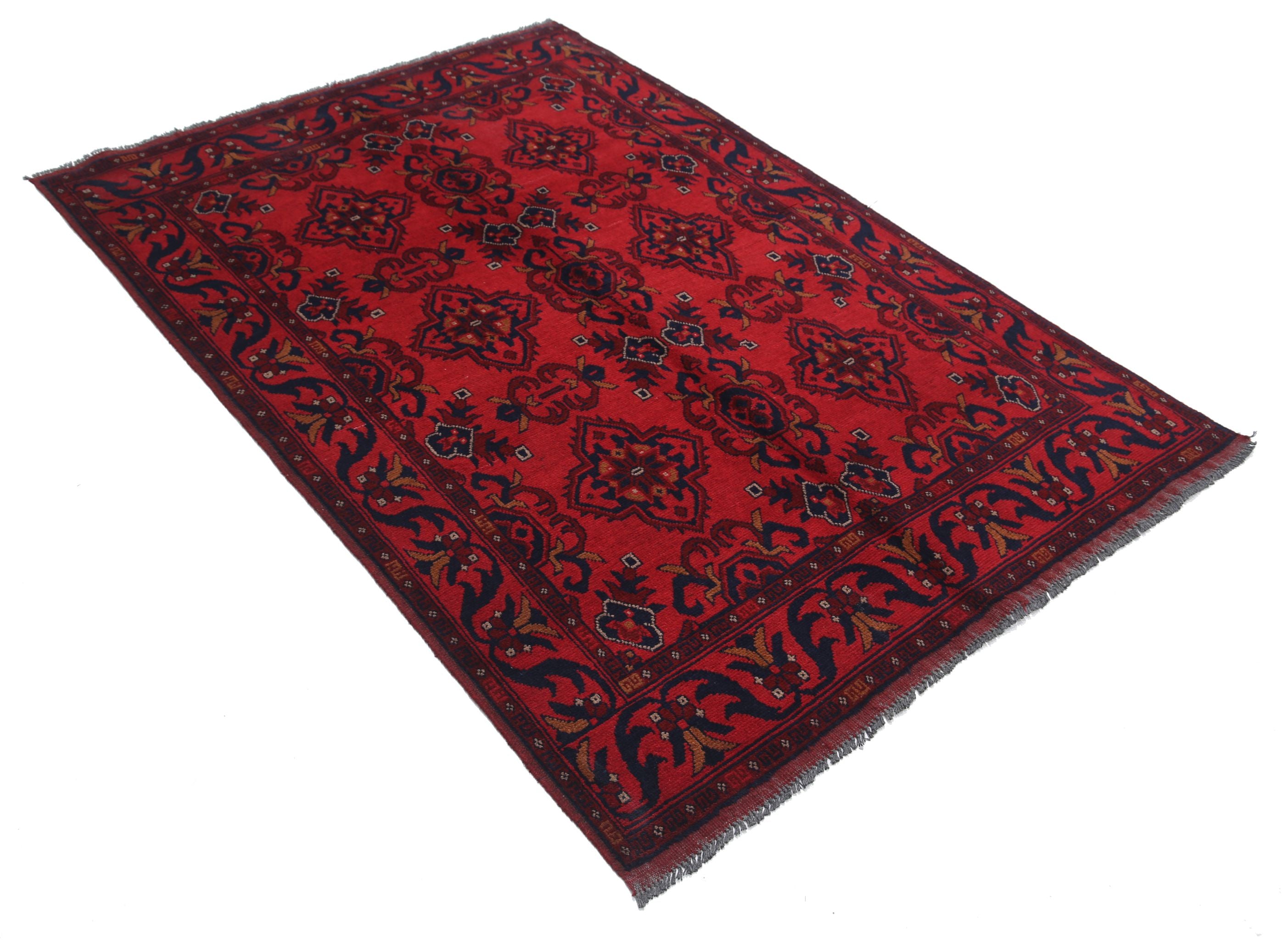 Hand Knotted Afghan Khal Muhammadi Wool Rug - 4'2'' x 6'2''