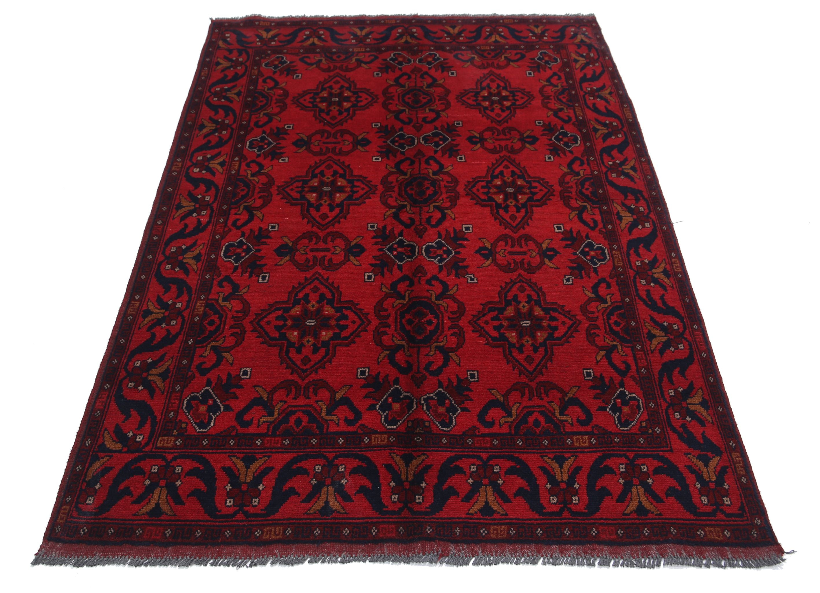 Hand Knotted Afghan Khal Muhammadi Wool Rug - 4'2'' x 6'2''